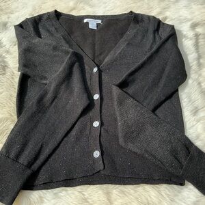 Nordstrom Girls Button Up Sparkly Black Cardigan